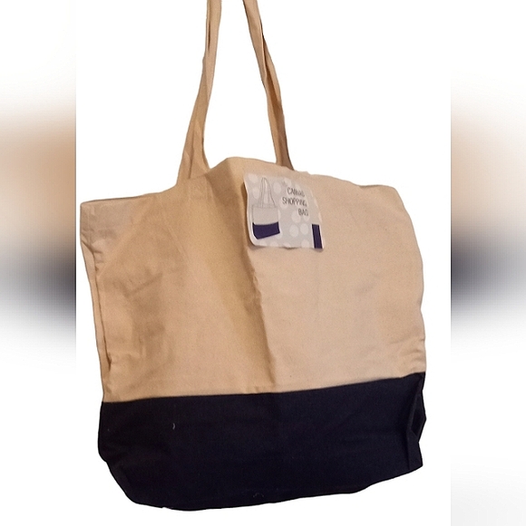 ∆-Planet E by Eco-Stream Reusable Navy Blue & Light Ecru Large Shopper's Tote- - Picture 1 of 6